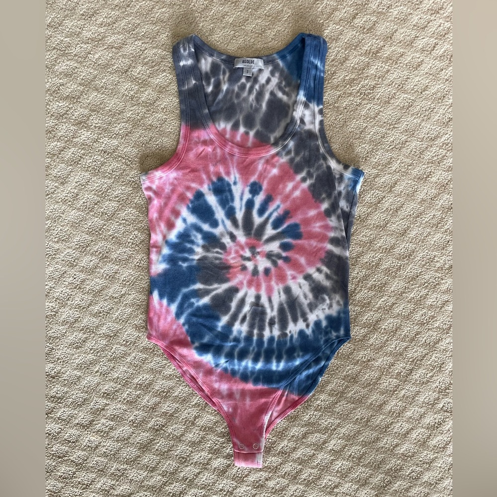 AGOLDE Tie Dye Bodysuit Size Small - Snow Cone